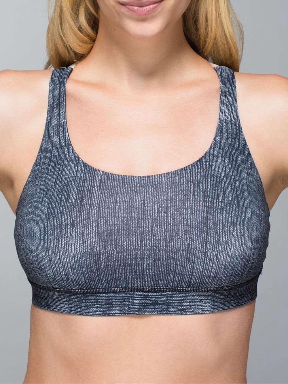 lululemon athletica Heathered Black Sports Bra with Strappy Back